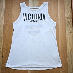 Victoria's Secret VSX Sport Semi Open Back Tank White/Black   M